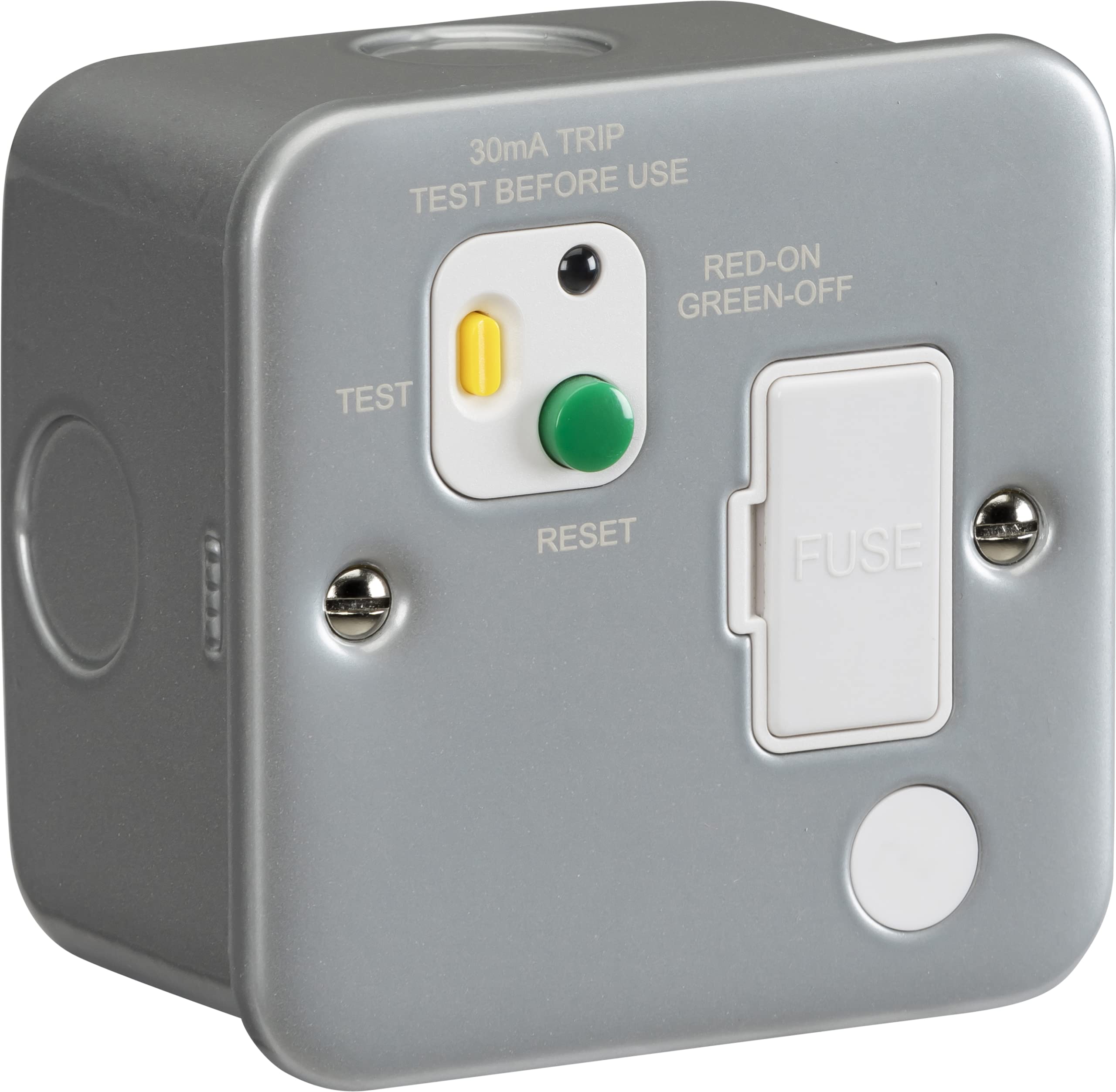 Knightsbridge 13A RCD protected fused spur unit - 30mA (Type A), Silver/Grey