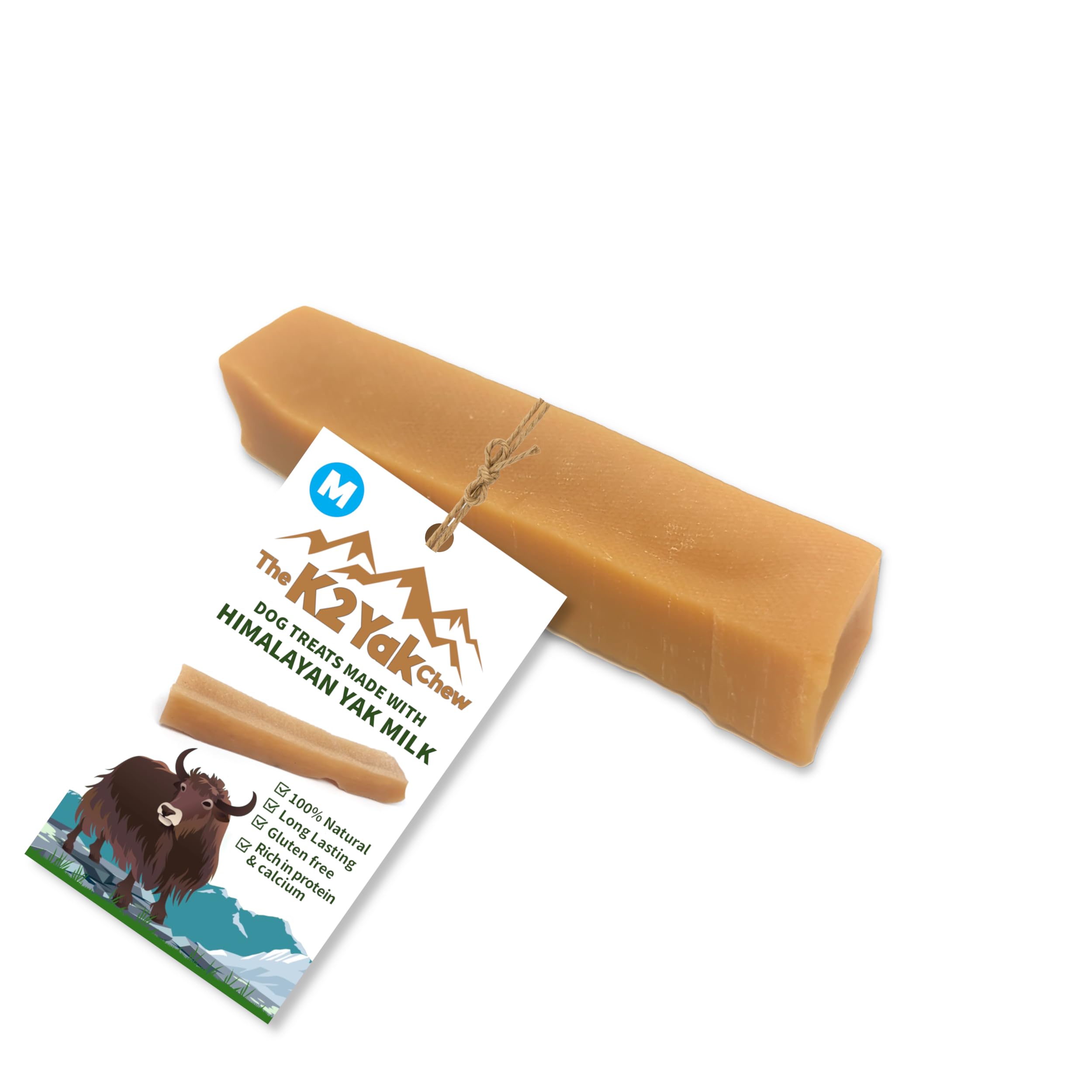 K2 Yak Chews Original Himalayan Dog Treat – Natural Yak Milk Chew, Classic Long Lasting Dental Stick for Medium Dogs, Vegetarian, Gluten & Grain Free (70–80g, Pack of 1)