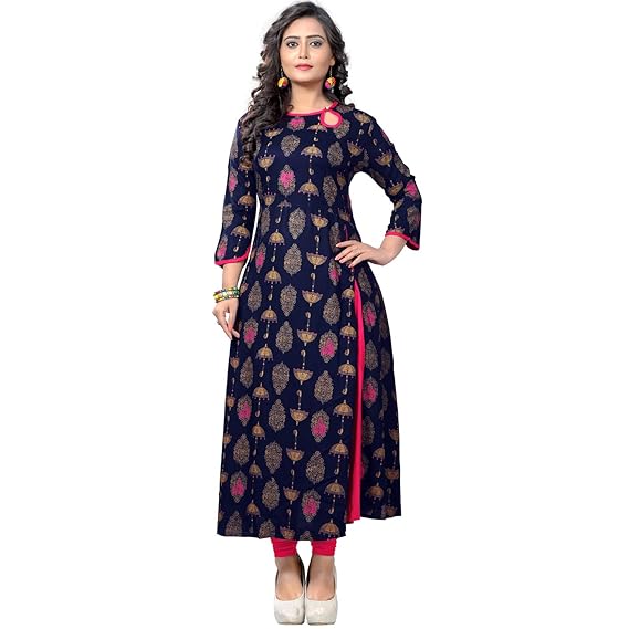 Women's Rayon Printed Anarkali Kurti-128VBKU-P
