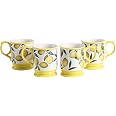 Bico Lemon Dreams Ceramic Coffee Mugs Set of 4, 20 oz Aesthetic Mugs | Large Tea Cup with Big Handle, Lead-Free Ceramic, Dish