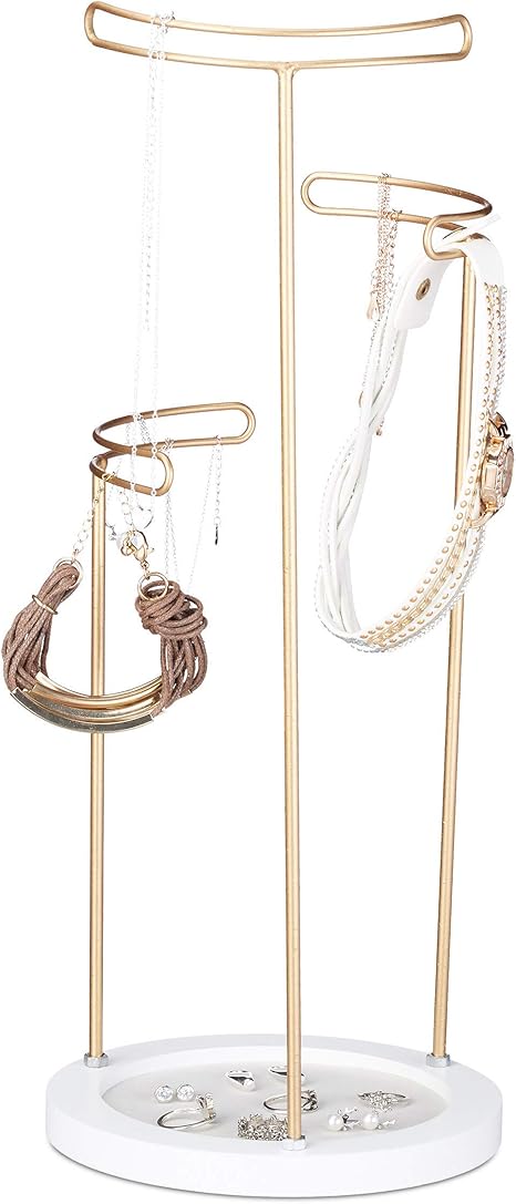 Relaxdays Exhibidor Joyas Redondo para Pendientes Collares Largos
