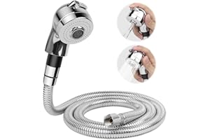 LukLoy Shampoo Bowl Hose and Sprayer Kit, 1/4" Nut Stainless Steel Salon Sink Hose Replacement to Attach Salon Shampoo Bowl Faucet Vacuum Breaker Kit, Shampoo Bowl Sprayer Head Included, T15