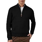 VPG Mens Quarter Zip Sweater, Regular Fit Lightweight Mock Neck Knit Striped Texture Polo Long Sleeve 1/4 Zip Pullover