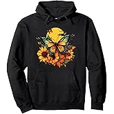 Woman, Girls, Teenager, Kids Design Butterflies Sunflower Pullover Hoodie