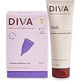 DIVA Cup & DIVA Wash Combo Pack - Medical Grade Silicone Cup for Period Care - Reusable Menstrual Cup - Cleaner for Period Cu