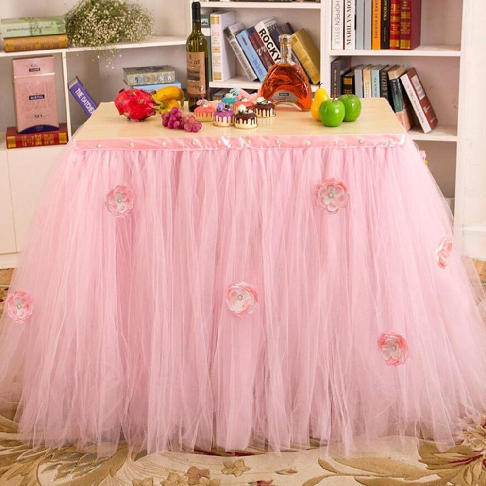 Nappe Table Dressing Table Skirt Tulle Snowflake Table Cloth Cover for Party Table Covers Baby Shower Party Wedding Birthday Decoration Home Decor Girl,91.5x80cm(1PC)