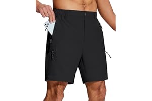 SERAMY Mens Hiking Cargo Shorts 7" Inseam 6 Zipper Pockets Stretch Quick Dry Lightweight Short for Golf Casual Fishing Work