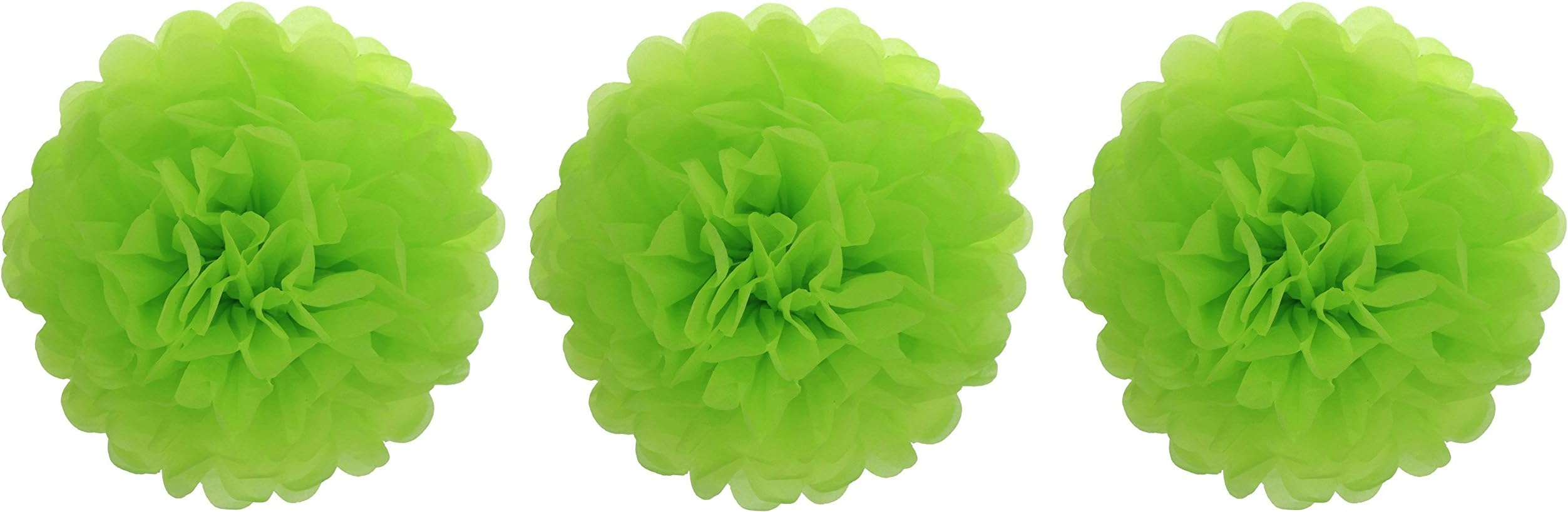 Theme My Party Fluffy Pom Pom Hanging for Decoration 3PCS 10" (Green)