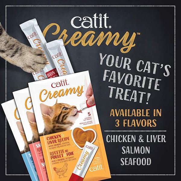 CATIT CREAMY LICKABLE CAT TREAT, HEALTHY CAT TREAT, ASSORTMENT, 12 PACK