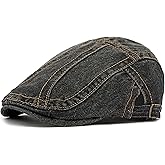 LXOrdora Men Denim Newsboy Flat Cap Ivy Driving Gatsby Cabbie Hat