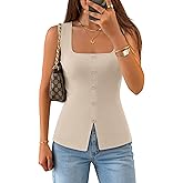 ZESICA Womens 2026 Summer Sleeveless Sweater Vest Square Neck Ribbed Knit Slim Fit Tank Tops Cute Casual Trendy Outfits
