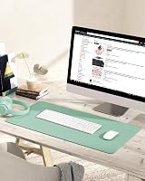 YSAGi Non-Slip Desk Pad Waterproof PVC Leather 80x40 cm Light Green view 2