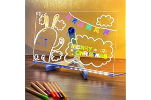 HOGITPE 2025 New LED Note Board with Colors - Light Up Acrylic Message Board & Dry Erase Board, Led Drawing Board with Adjustable Stand and 7 Colors Pen for Office, School, Home (11.8× 7.9 inches)