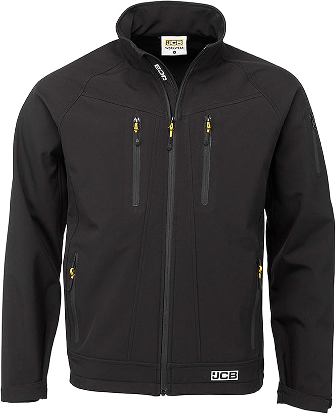JCB Trade II Black Lightweight Soft Shell Breathable Waterproof Jacket