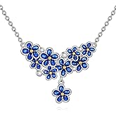 SHINYKEND Forget-Me-Not/Lilac Flower Necklace for Women, 925 Sterling Silver Flower Pendant Necklaces Mothers Day Christmas Jewelry Gifts Wife Mom 18+2 inch