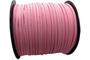 Pamir Tong Faux Suede Cord for Jewelry Making 100 Yards 2.6mm Thin Leather String Rope Pink Bracelet Cords DIY Crafts String for Necklace-Dream Catcher Supplies-Hat- Walking Stick