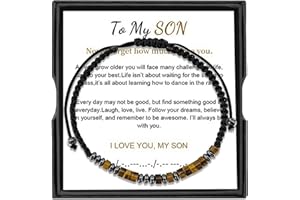 Morse Code Bracelet-To My Son, I Love You Morse Code Bracelet, Men's Adjustable Personalized Inspirational Bracelets, Birthda