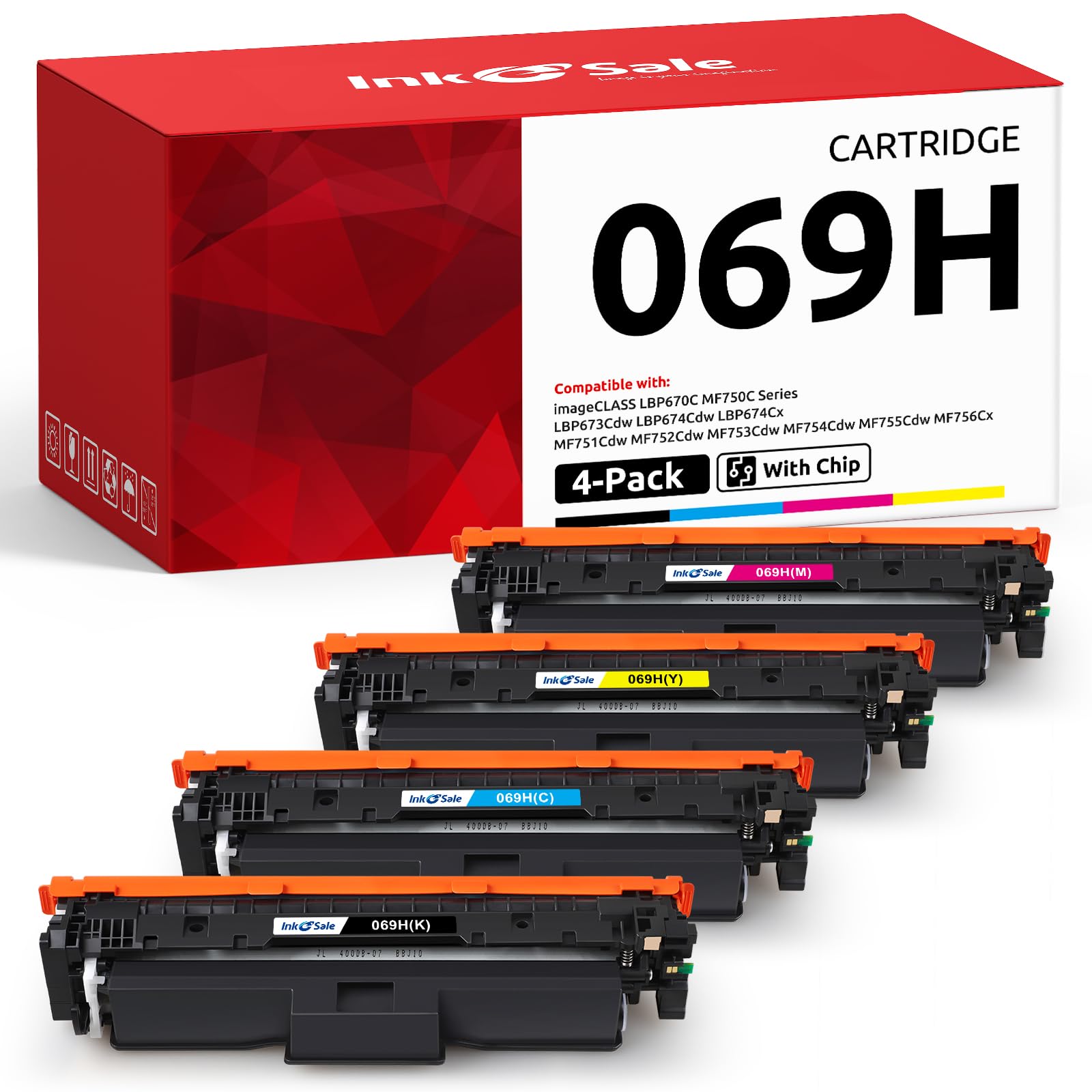 Photo 1 of 069H 069 High Capacity Toner Cartridge Compatible Replacement for Canon 069H 069 Works for Canon Color ImageClass MF750C LBP674C LBP673C Series MF753Cdw MF751Cdw LBP674Cdw Printer 4-Pack