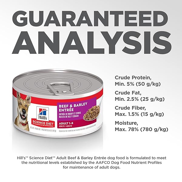 HILL’S SCIENCE DIET ADULT 1-6, ADULT 1-6 PREMIUM NUTRITION, WET DOG FOOD, BEEF & BARLEY LOAF, 5.8 OZ CAN, CASE OF 24