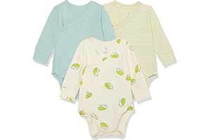 Amazon Essentials Unisex Babies' Cotton Long-Sleeve Side Snap Bodysuit (Previously Amazon Aware), Pack of 3