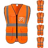 Lehueos High Visibility Vest Safety Vest with Pockets and Zipper Meets ANSI/ISEA Standard(1 Pack 5 Pack)