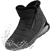 CENNID Men's Winter Waterproof Snow Boots Warm Slip On Mid-Calf Booties Non-Slip Work Boots Lightweight Outdoor Athletic Diabetic Boots
