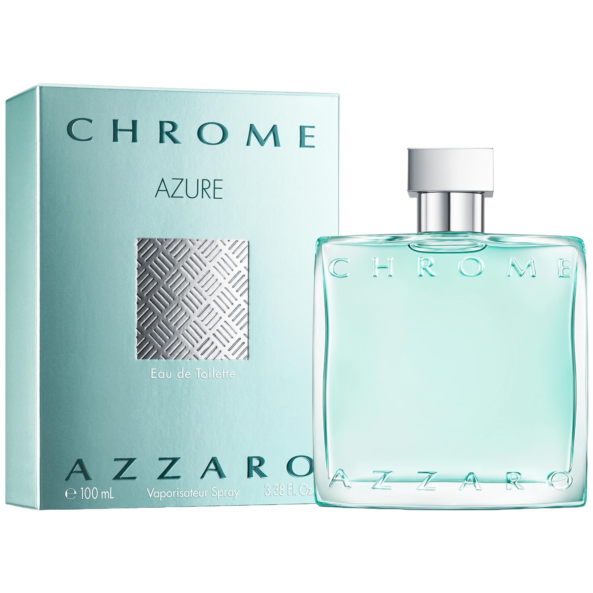 Azzaro Chrome Azure Eau de Toilette – Aquatic & Fresh Mens Cologne for Summer – Woody & Earthy Fragrance – Lasting Wear – Scent Notes of Bergamot, Lavender, Marine Notes – Perfumes for Men, 3.3 Fl Oz