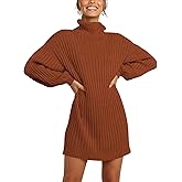 ANRABESS Women Oversized Sweater Dress Turtleneck Batwing Long Sleeve Ribbed Knit Loose 2025 Fall Winter Casual Short Dress