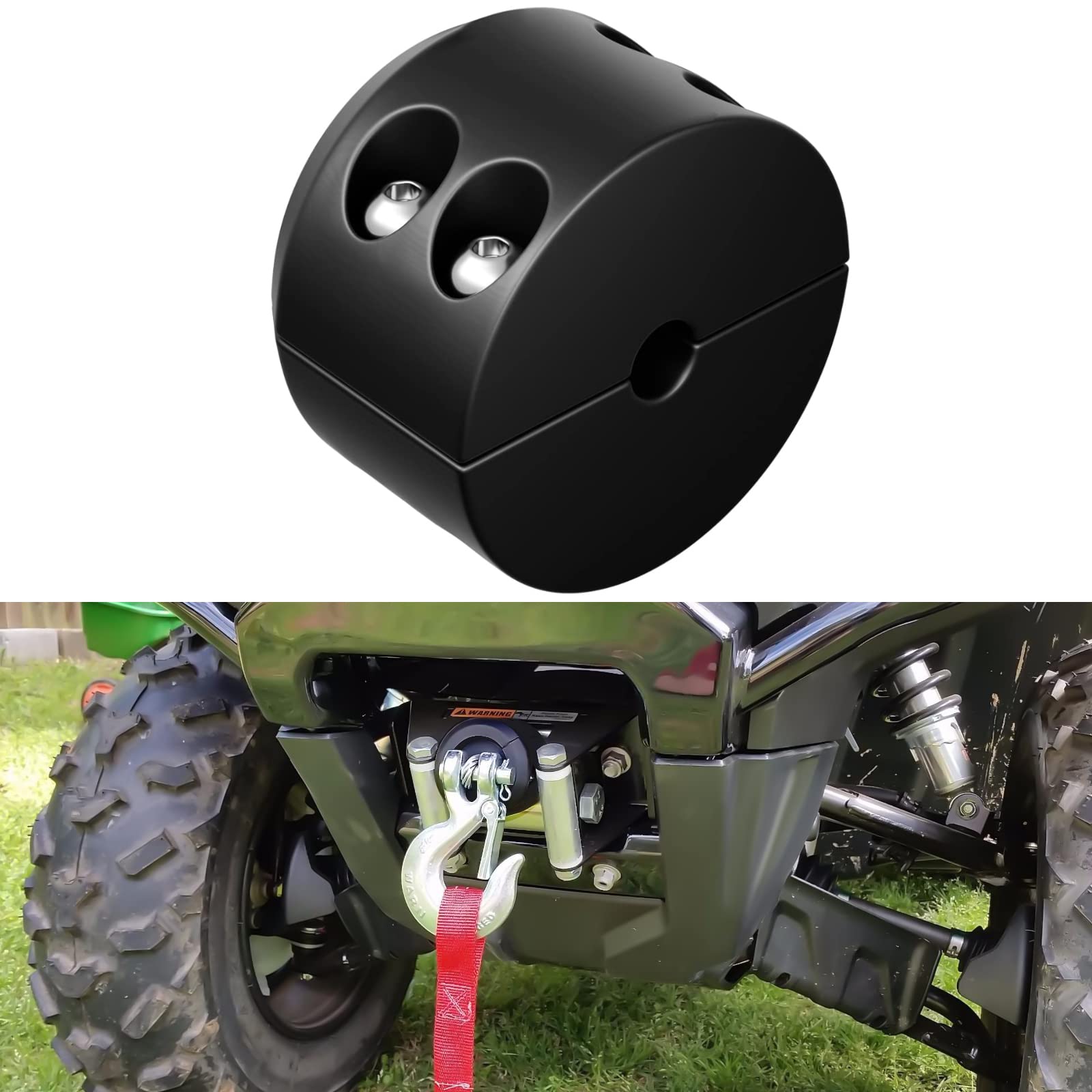 Ruesious Rubber Winch Cable Hook Stopper for ATV UTV,Black Heavy Duty Line Saver with Allen Wrench (BALCK)