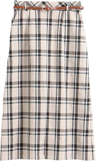 Amazon マジェスティックレゴン Majestic Legon ベルト付チェックiラインスカート S グリーン柄 スカート 通販