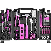 SOLUDE 206-Piece Pink Tool Set,Basic Home Tool Kit for Women Girls Ladies,Household Hand Toolkit for Apartment Garage Office 