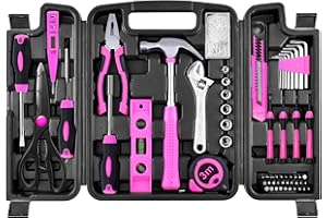 SOLUDE 206-Piece Pink Tool Set,Basic Home Tool Kit for Women Girls Ladies,Household Hand Toolkit for Apartment Garage Office 