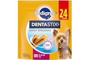 PEDIGREE DENTASTIX Oral Care Original Adult Dog Treats - For Mini Breeds - Reduces Plaque and Tartar Buildup - 24 Sticks 169g