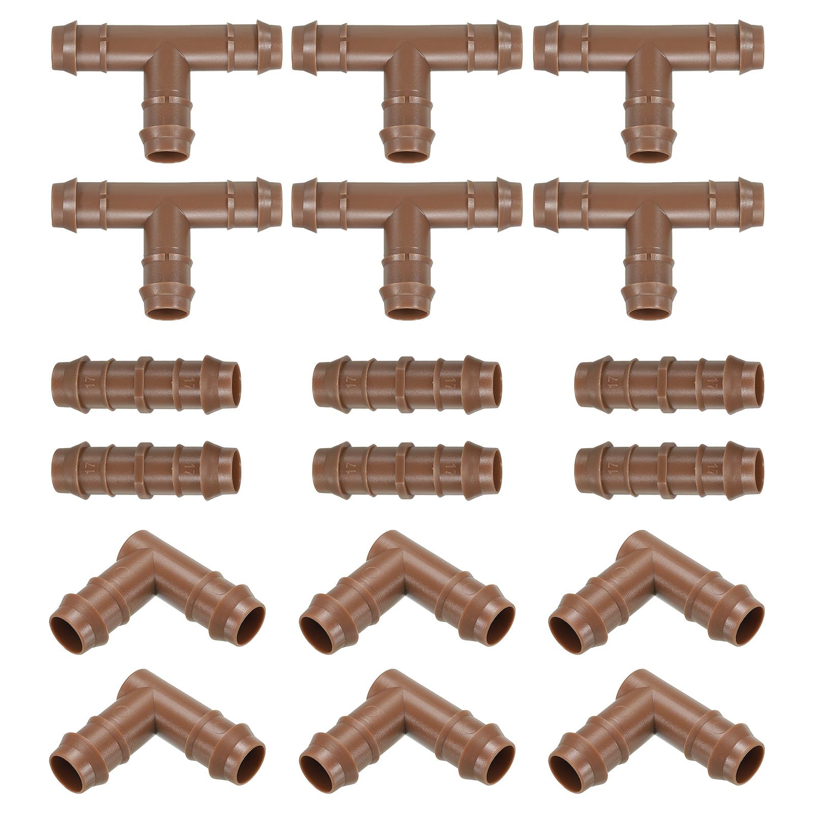 PATIKIL Drip Irrigation Fittings Kit, 18 Pcs Drip Irrigation Parts Set, Tees, Couplings, Elbows, Drip Line Connectors for 1/2 Inch Tube