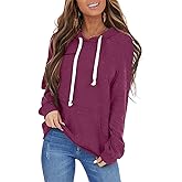 PGANDS Women's Long Sleeve Drawstring Hoodies Sweatshirt Casual Loose Lightweight Pullover Tops with Pocket