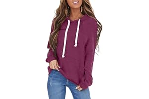 PGANDS Women's Long Sleeve Drawstring Hoodies Sweatshirt Casual Loose Lightweight Pullover Tops with Pocket