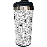 Wisedeal Cat Dog Paw Travel Coffee Mug with Flip Lid 13 Oz, Cute Stainless Steel Insulated Tumbler Cup for Dog Lover - Perfect Holiday, Birthday & Christmas Gift for Men, Women, Sister, Friend, Bestie