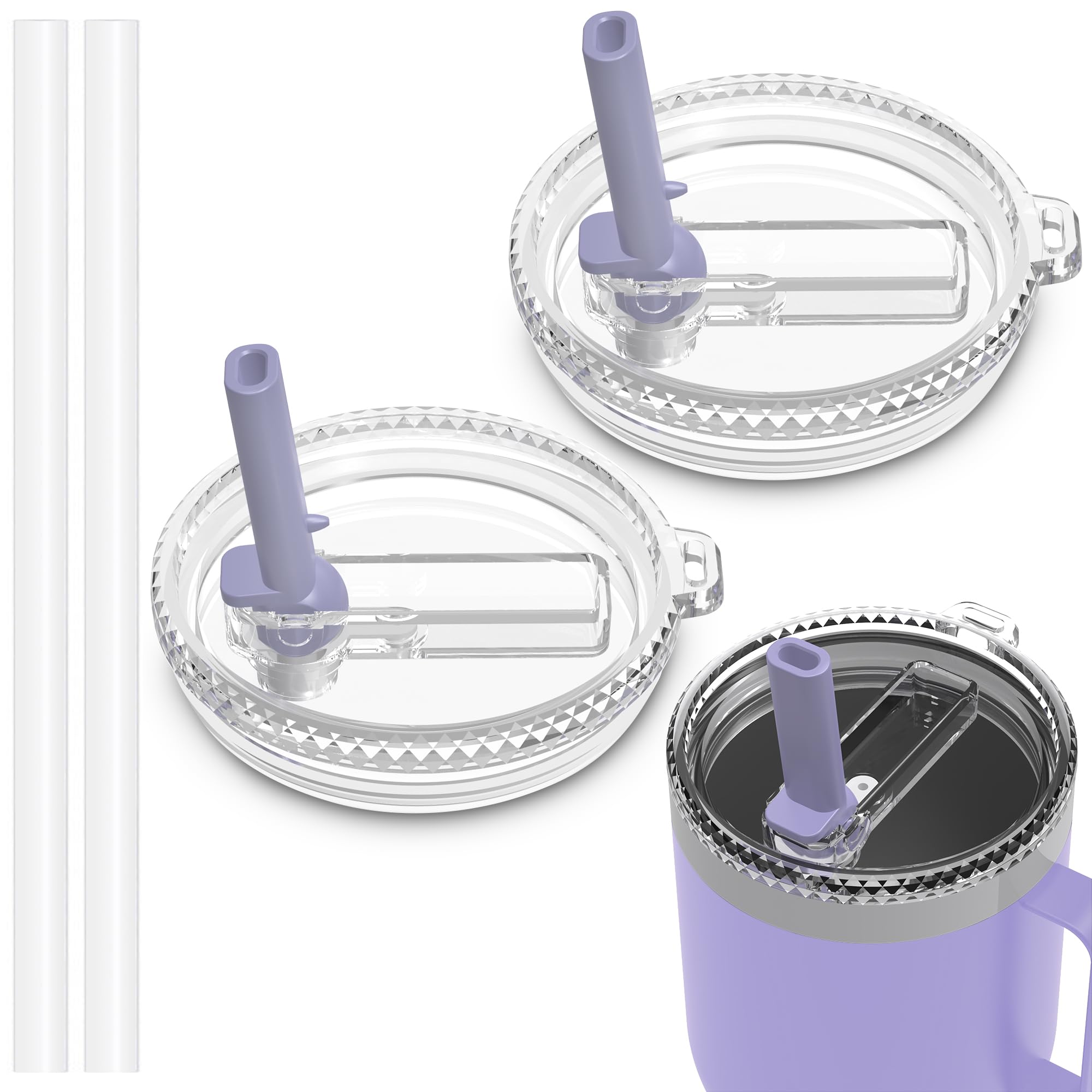 Photo 1 of 30 oz Flip Straw Lid for YETI 30/32 oz Tumbler,Yeti 26/35/42 oz Straw Mug, Straw Lid for YETI Rambler Drinkware, Shatter-Proof and Dishwasher Safe, Cosmic Lilac 2 Pack