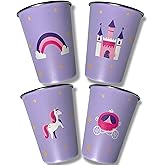12oz Stainless Steel Cups for Kids (Fairy Tale) Set of Four (4) Kids Cups - BPA Free, Reusable and Eco Friendly Metal Toddler Cup - Drinking Glasses, Kid Proof Tumblers, Party and Birthday