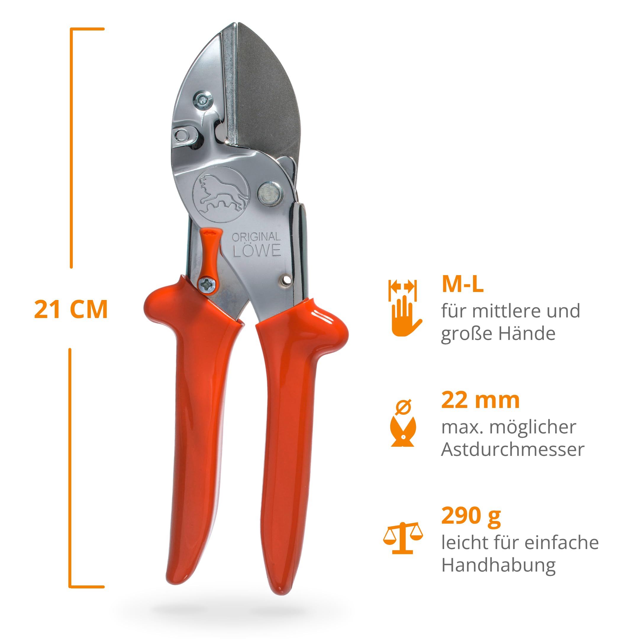 Original LÖWE 1 Profi Amboss-Gartenschere 1.104 mit rostfreier Stahlklinge und Antihaftbeschichtung - robuste und scharfe Schere aus rostfreiem Stahl eignet sich ideal für Holzarten wie Buche Esche 3