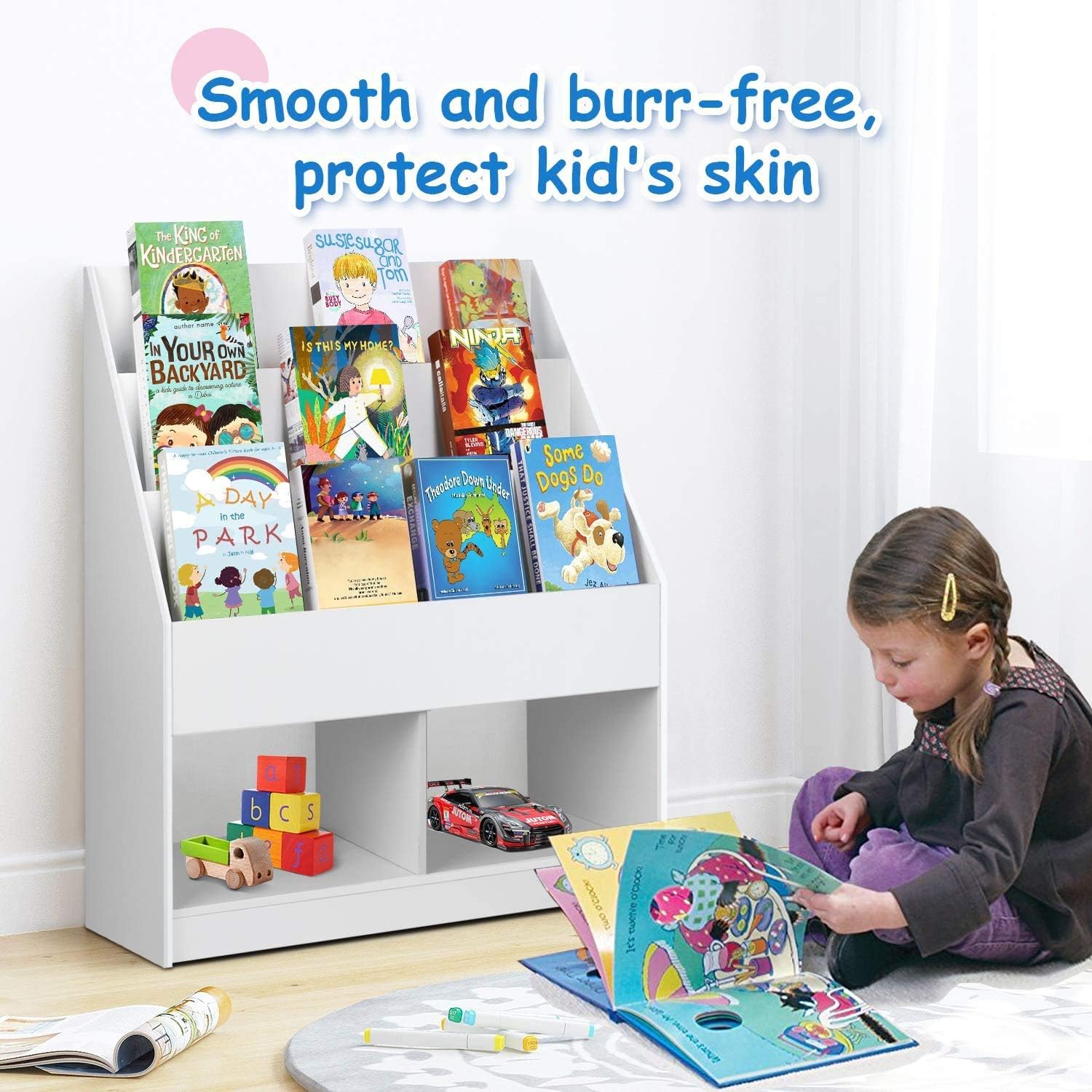 white childs bookcase