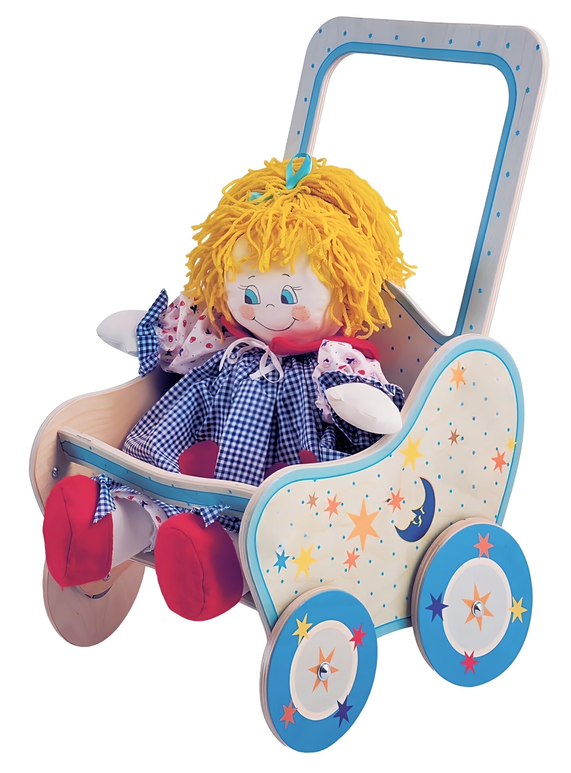 Dida - Stroller in wood for dolls - decoration: Moon