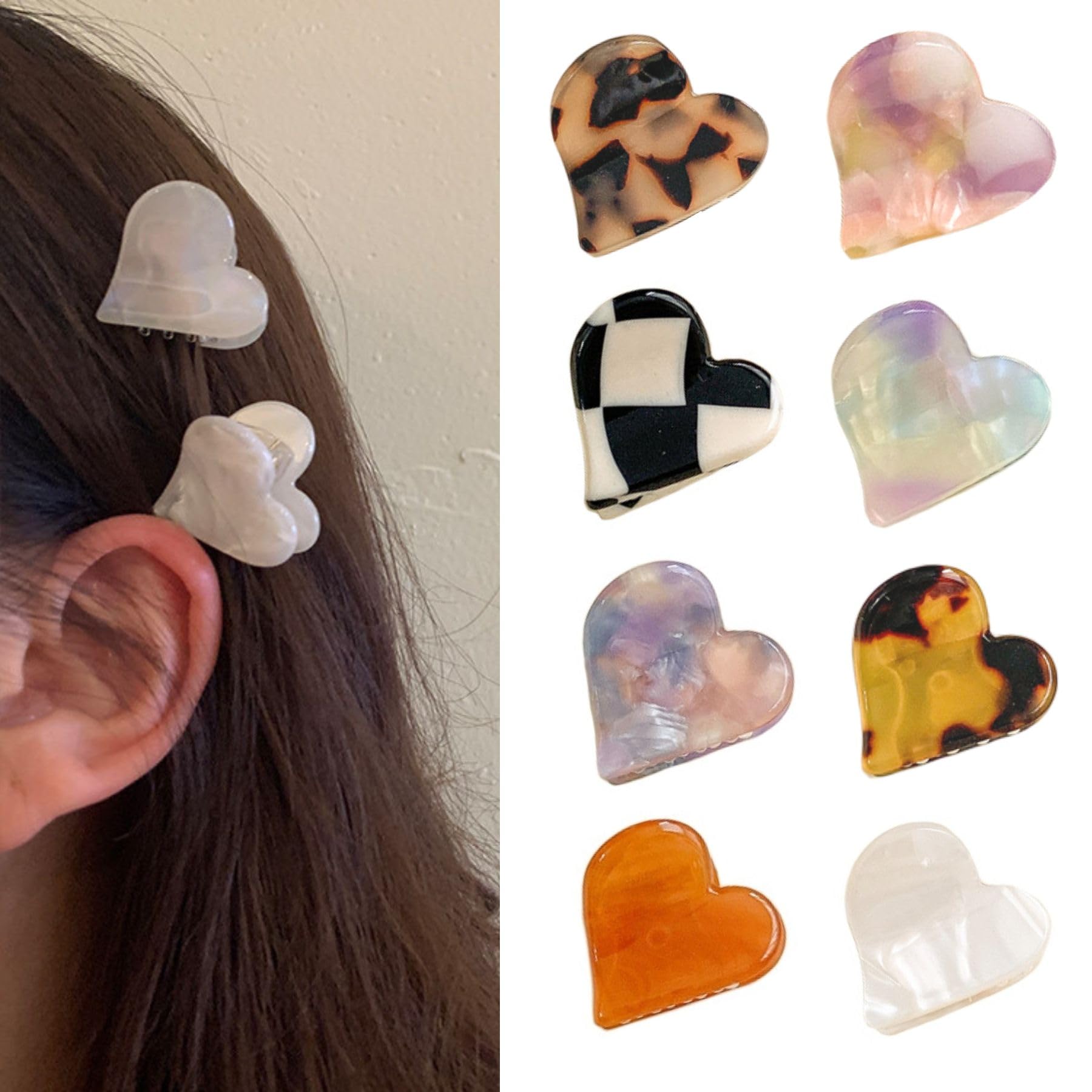 8PCS Mini Hair Claw Clips,Small Acetate Hair Clips for Women Girls Hair Clips Non-slip Jaw Clips for Thin and Medium Hair