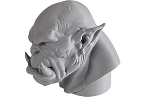 GENERIC Orc Bust Sculpture – Fantasy Monster Head Figurine for Display, Painting, or RPG Inspiration – Grim Orc Decor Model – 3D Printed in Canada