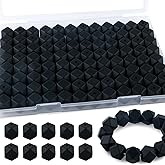 Kovict 96Pcs 14mm Hexagon Silicone Beads, Bulk Silicone Beads for Keychain Bracelet Necklace Making DIY Crafts(Black)