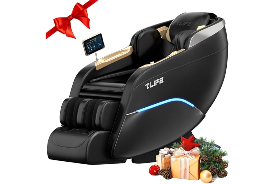 TLIFE Massage Chair Full Body, 160°Zero Gravity Recliner with Body Scan, 50″ SL-Track Shiatsu Massage Chair, Fixed Point Massage, Foot Rollers, 12 Auto Modes, Deep Yoga Stretch, Heating, Black