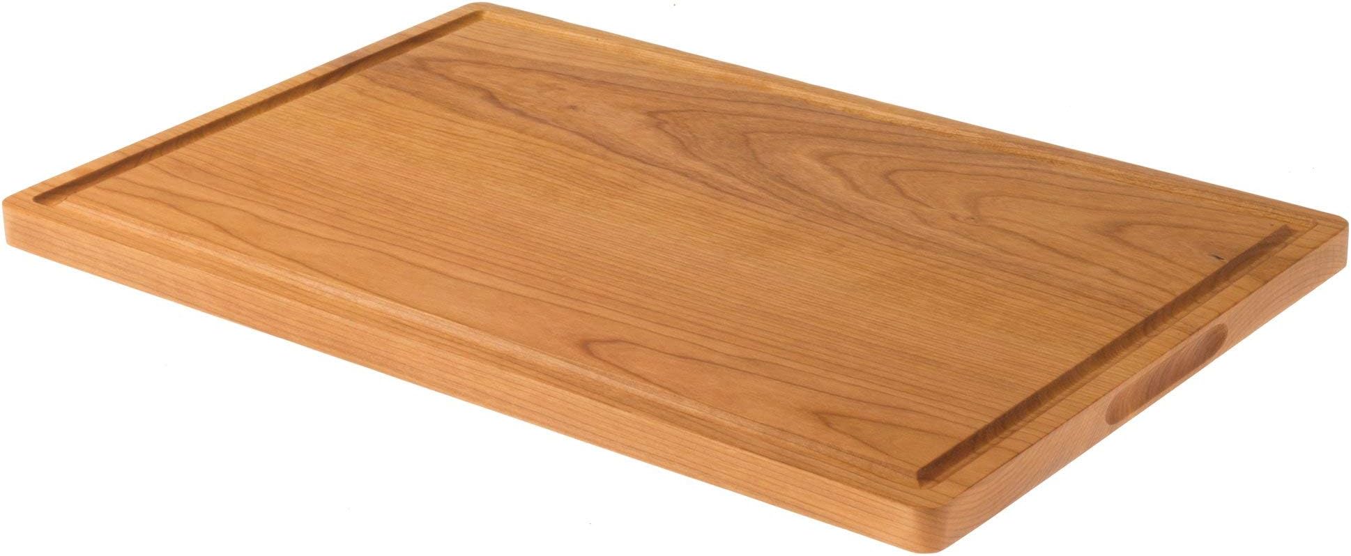 XL Cherry Cutting Board with Juice Groove for Chopping (12"x18") Serving and Carving. Reversible with Drip Groove for Food Prep, Meat, Fruit and Vegetables. Chopping Block for your CounterTop.
