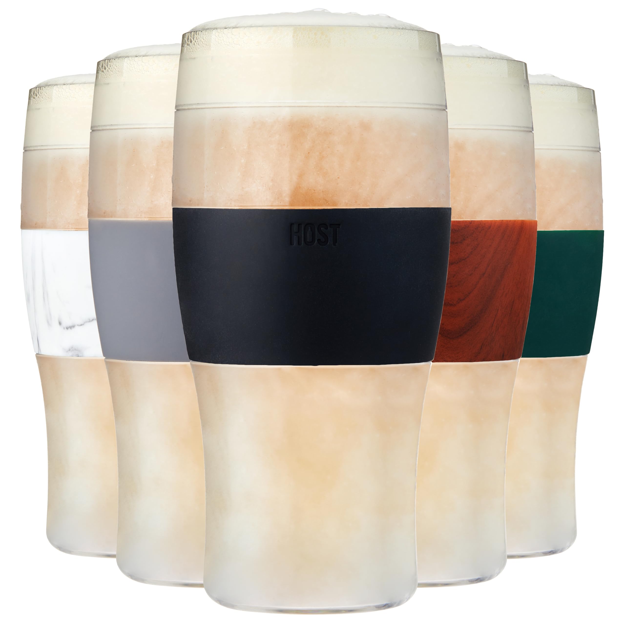 Host FREEZE Beer Glasses, Frozen Beer Mugs, Freezable Pint Glass Set, Insulated Pint Glass to Keep Your Drinks Cold, Double Walled Insulated Glasses, Tumbler for Iced Coffee, 16oz, Set of 2, Black
