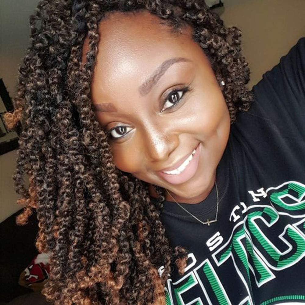 8 Inch 4 Pack Crochet Hair Ombre Spring Twist Crochet Braids Twist Hair 1B30# Spring Crochet Braiding Twist Crochet Hair Synthetic Hair for Women