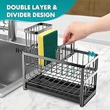Sinnsally Sink Caddy Organiser 2-Tier Sponge Holder BrushUp Tray view 4